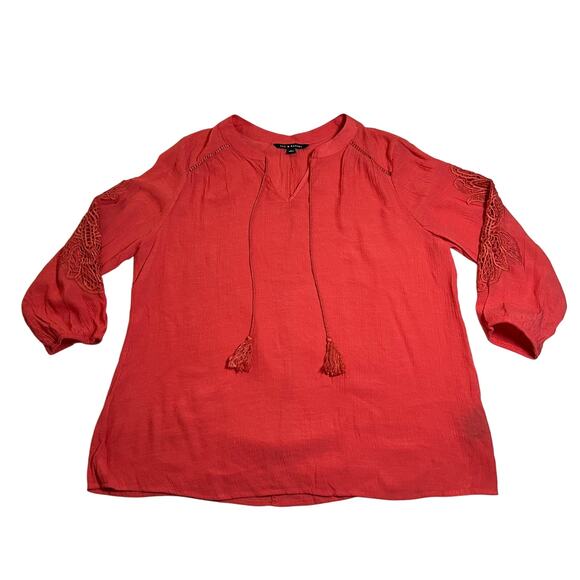 Zac & Rachel Split Neck Blouse Size XL Resort Vacation Summer Festival Cut Out - Picture 1 of 8